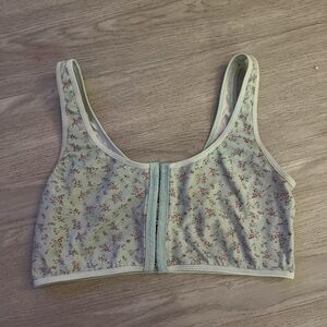 Floral Cotton Front Closure Lounge Bra Large